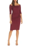 Eliza J Off The Shoulder Sheath Dress In Wine