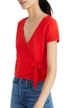 Madewell Texture & Thread Wrap Top In Ripe Persimmon