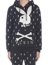 PHILIPP PLEIN PHILIPP PLEIN PLAYBOY ALL OVER LOGO HOODED SWEATER