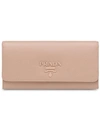 Prada Logo-plaque Folding Wallet In Pink