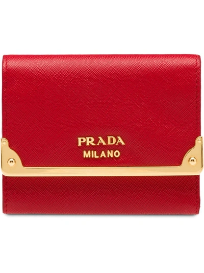 Prada Medium Leather Wallet - 红色 In Red