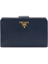 PRADA PRADA MEDIUM SAFFIANO LEATHER WALLET - BLUE