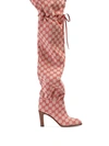 Gucci Leather-trimmed Logo-jacquard Over-the-knee Boots In Red