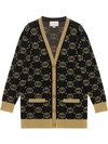 Gucci Oversized Gg V-neck Cardigan In Black