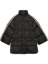 GUCCI PADDED NYLON CAPE JACKET WITH GUCCI STRIPE