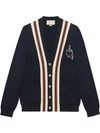 GUCCI Wool cardigan with anchor crest