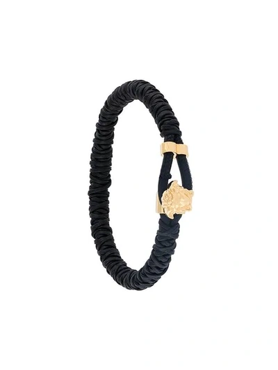 Versace Medusa Head Braided Bracelet In Black