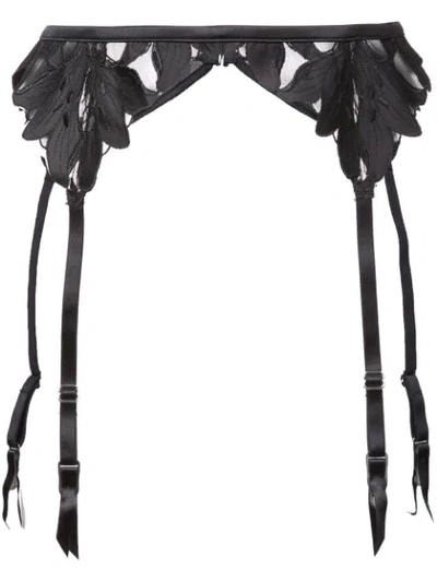 Fleur Du Mal Lily Embroidery Garter Belt - 黑色 In Black