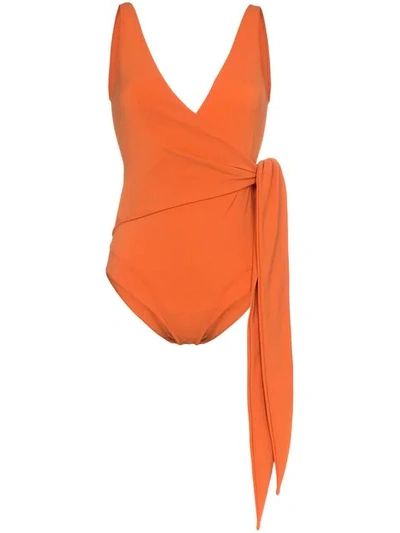 Lisa Marie Fernandez Dree Louise Wrap-effect Swimsuit In Orange