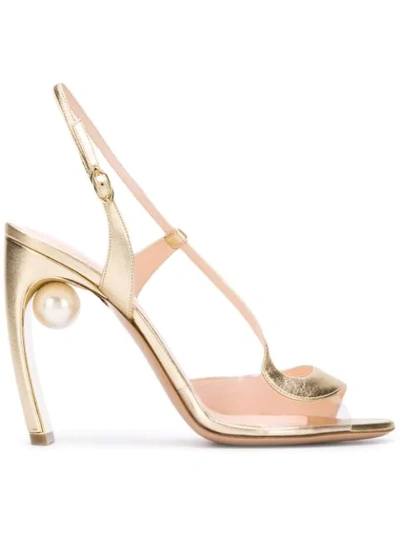 Nicholas Kirkwood Maeva S Pearl-heeled Leather Sandals In Metallic