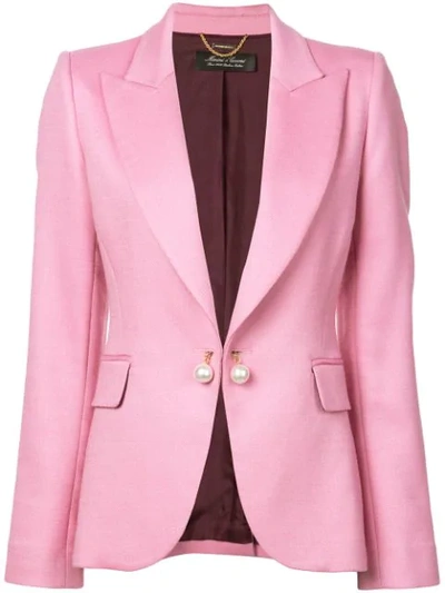 Adam Lippes Faux Pearl-embellished Twill Blazer In Pink