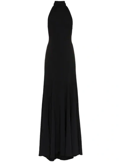 Stella Mccartney Halter Open-back A-line Stretch-cady Evening Gown In 1000 Black