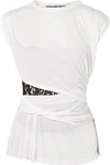 ALEXANDER WANG LACE-INSERT GATHERED MODAL TOP