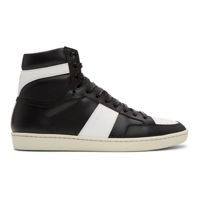 Saint Laurent Signature Court Sneakers In White And Black Leather
