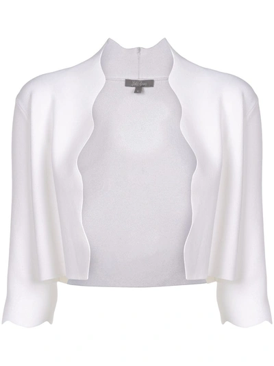 Lela Rose Scallop-trimmed Knit Bolero In White