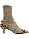 ALDO CASTAGNA ALDO CASTAGNA LEOPARD PRINT SOCK BOOTS - BROWN