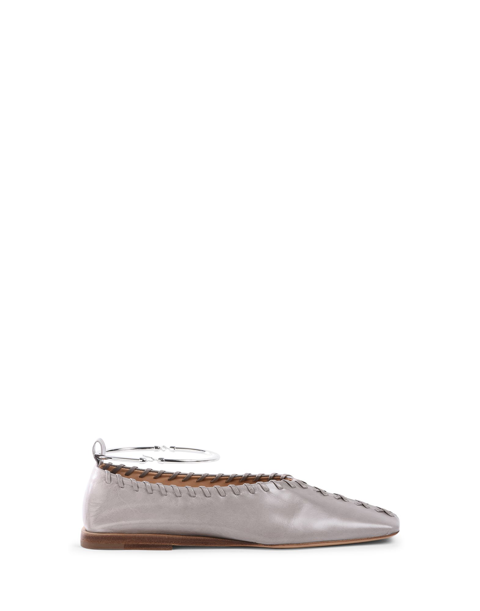 grey leather ballet flats