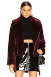 ALEXIS ALEXIS FAUX FUR SHURA JACKET IN BURGUNDY,ALXF-WO9