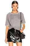 ALEXANDER WANG T T BY ALEXANDER WANG DOUBLE LAYERED SHORT SLEEVE TOP IN HEATHER GREY,TBBY-WS255
