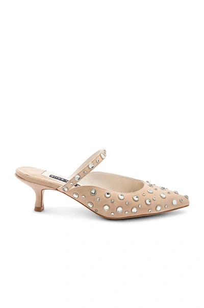 Alice And Olivia Margo Mirror-studded Kitten Pumps In Nude