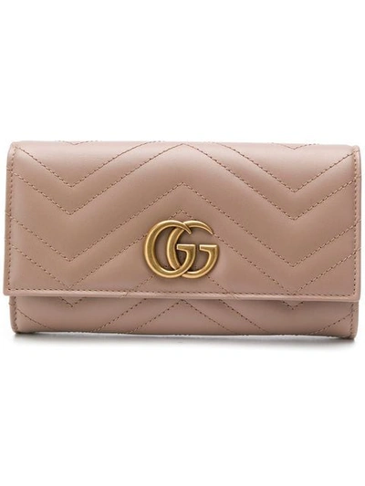 Gucci Gg Marmont Medium Quilted Flap Wallet, Beige In Neutrals