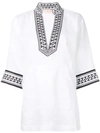 TORY BURCH EMBROIDERED TRIM TUNIC TOP