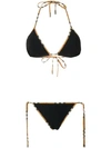 Burberry Black Vintage Check Detail Mata Triangle Bikini In Black ,brown