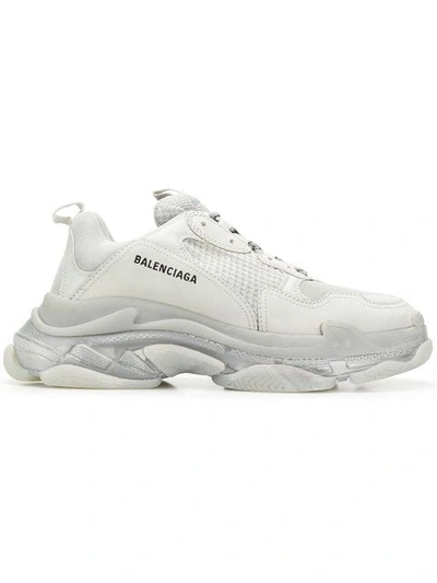 Balenciaga Triple S Clear Sole Trainers In Light Grey / Clear