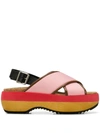 MARNI CRISS-CROSS WEDGE SANDALS