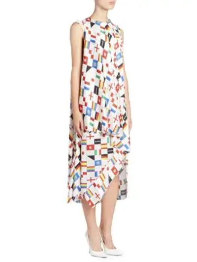 Balenciaga Layered Ruffled Printed Silk-satin Jacquard Dress In Multi