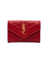 Saint Laurent Quilted Textured-leather Wallet In Red