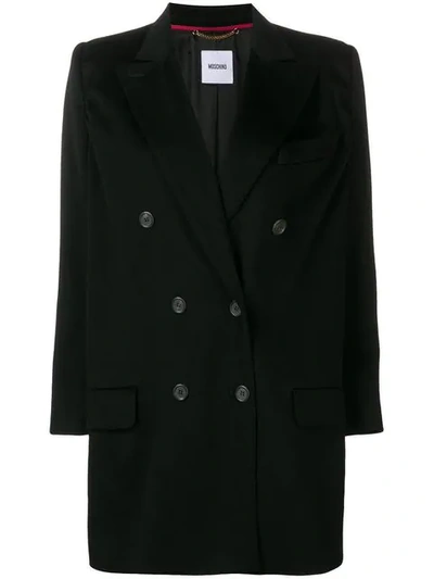 Pre-owned Moschino Vintage 2000's Double Breasted Coat In Black