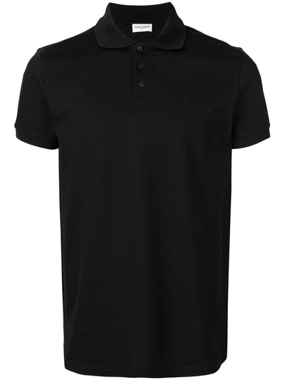 Saint Laurent Cassandre Polo Shirt In Black