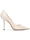 Jimmy Choo Love Pumps In White Patent Leather In White