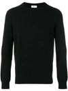 Saint Laurent Distressed-effect Crew Neck Jumper In 1000 Black