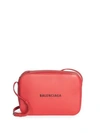 Balenciaga Leather Logo Camera Bag In Rouge