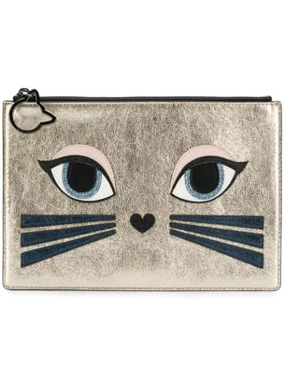 Karl Lagerfeld Choupette Metallic Clutch - Gold