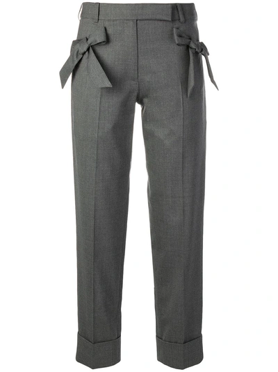 Simone Rocha Tailored Trousers With Bow Ribbons - 灰色 In Grey