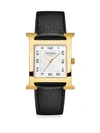HERMES HEURE H GOLDTONE & LEATHER STRAP WATCH/30.5MM,400089323882