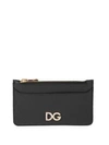 DOLCE & GABBANA Embellished Logo Zippered Leather Card Case