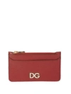 DOLCE & GABBANA Embellished Logo Zippered Leather Card Case