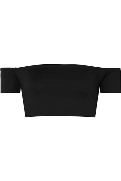 Broochini Lailai Off-the-shoulder Bikini Top In Black