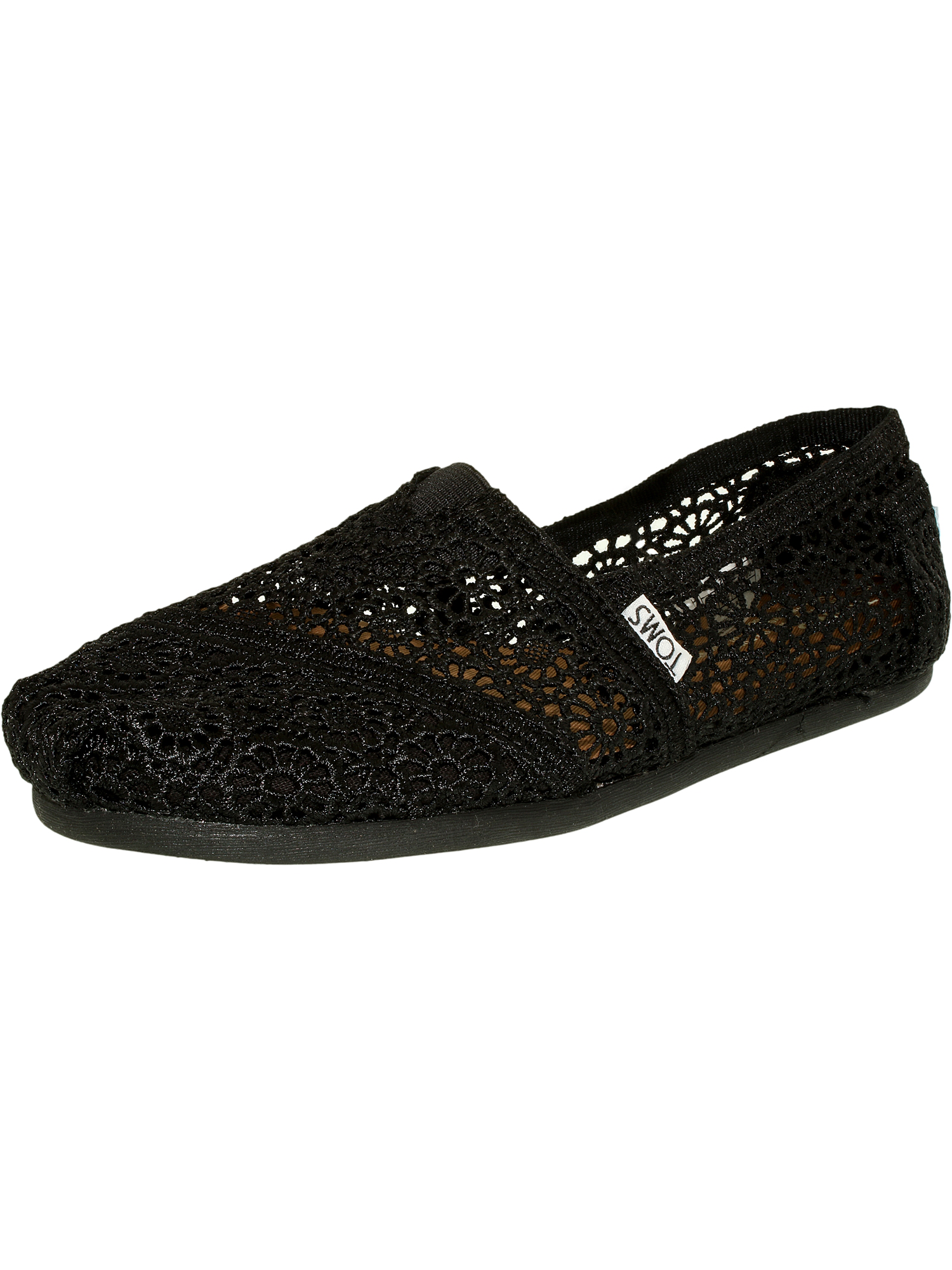 toms crochet shoes black