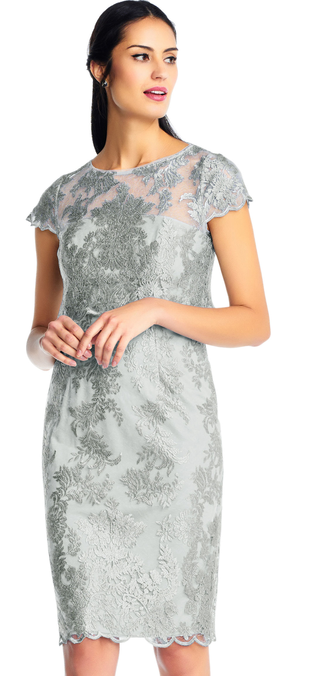 adrianna papell metallic sheath dress