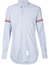 Thom Browne Oxford Striped Grosgrain Armband Classic Shirt In Blue
