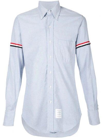 Thom Browne Oxford Striped Grosgrain Armband Classic Shirt In Blue