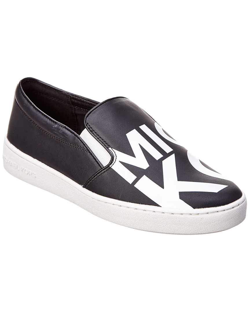 michael kors black leather slip on sneakers