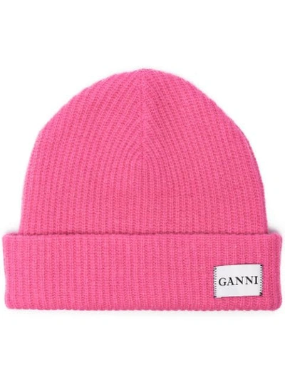 Ganni Women's A1630514 Fuchsia Wool Hat In Hot Pink