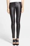 Alice And Olivia Front Zip Leather Leggings In Black