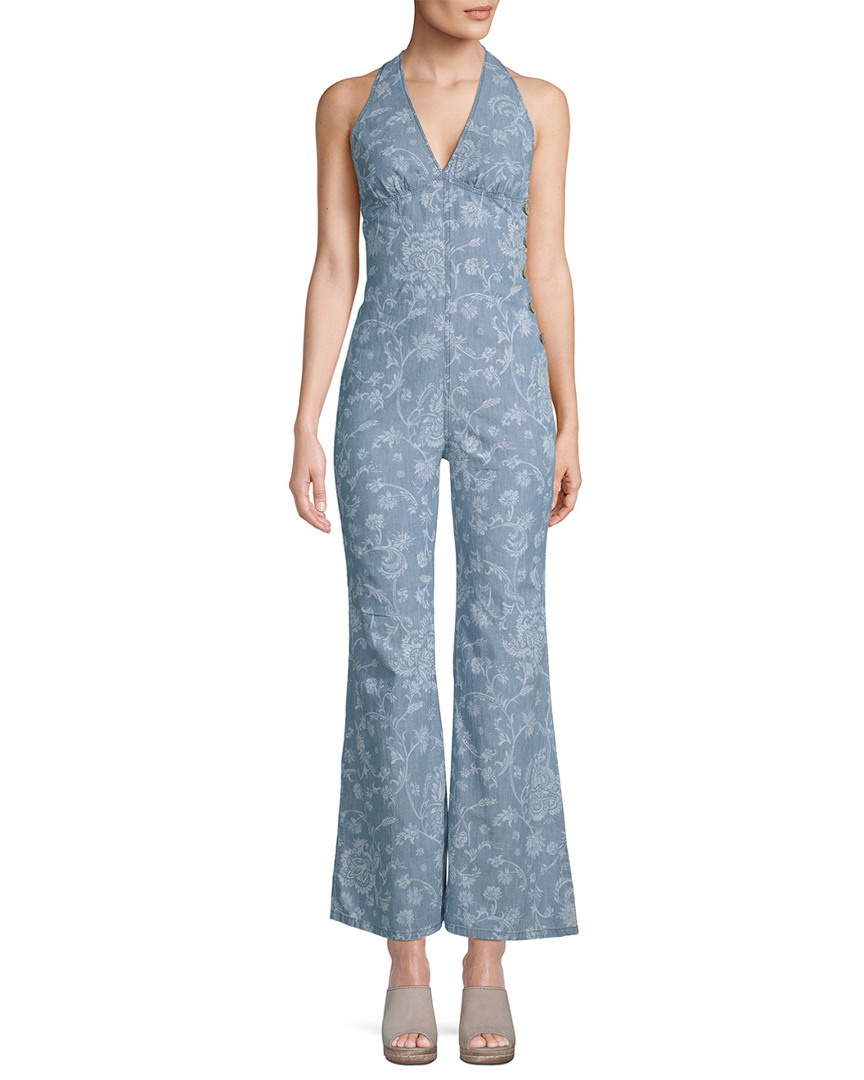 floral denim jumpsuit
